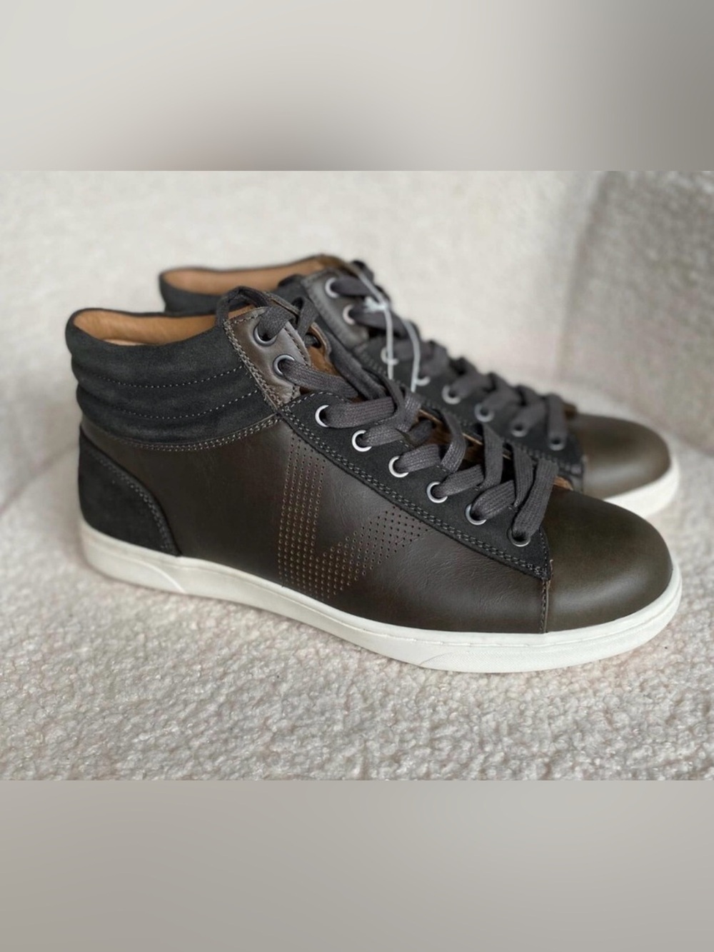 Vionic Men's Dark Brown High-Top Sneakers with White Sole